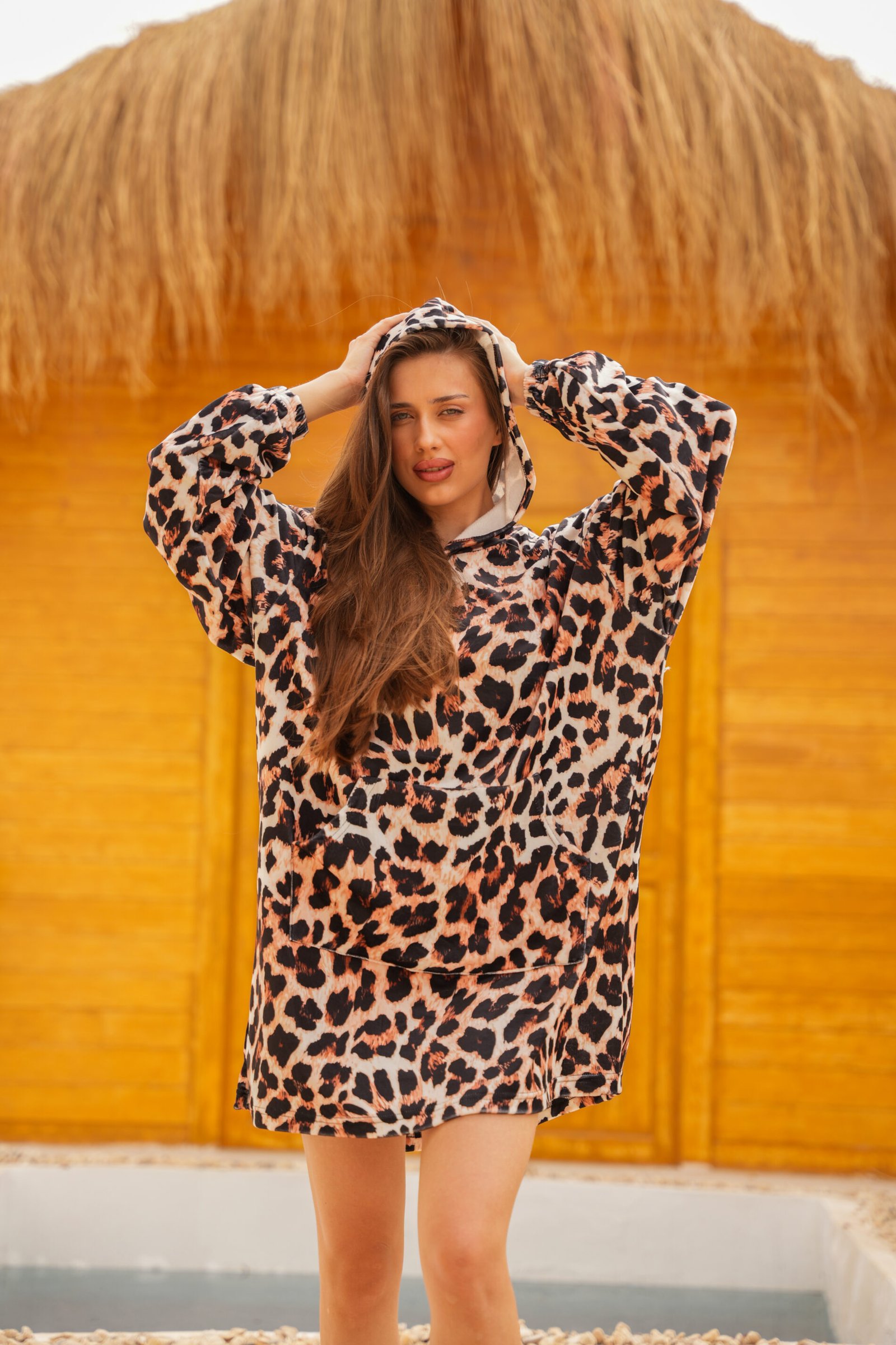 Leopard Brown Cozy Blanket Hoodie