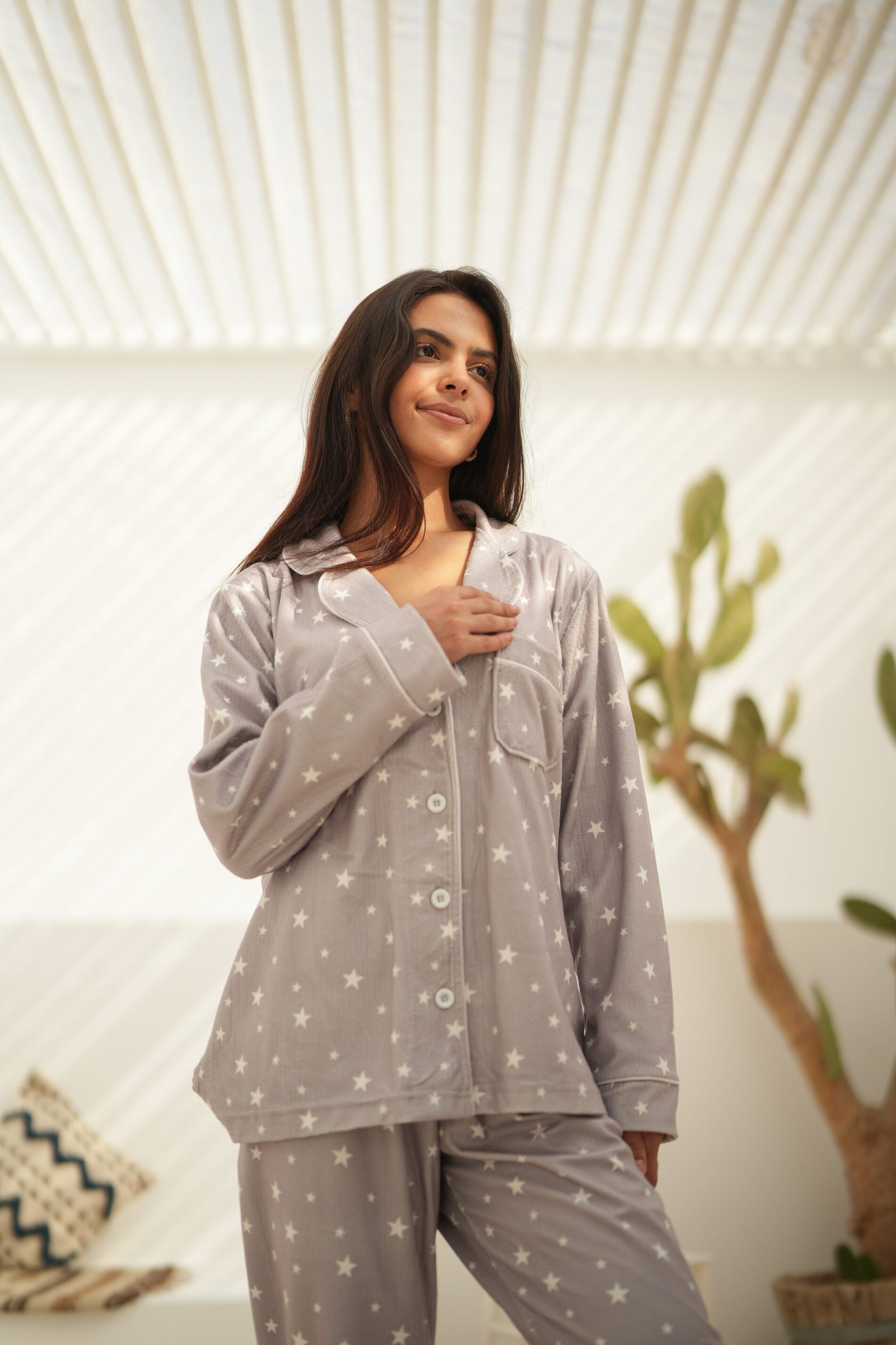 Gray Starry Ribbed Set